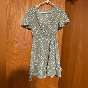 Green and white dress